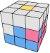 A diagram of a Rubik's Cube that shows a third scenario in solving middle edge pieces.