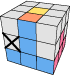 A diagram of a Rubik's Cube that shows a second scenario in solving middle edge pieces.