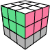A diagram of a Rubik's Cube with the second layer completed.