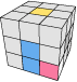 A diagram of a Rubik's Cube, showing the fifth scenario and the goal for the first white corner