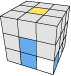 A diagram of a Rubik's Cube, showing the fourth scenario and the goal for the first white corner