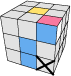 A diagram of a Rubik's Cube, showing the second scenario and the goal for the first white corner