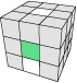 A diagram of a Rubik's Cube that shows the fourth edge case when forming the white cross.