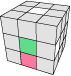 A diagram of a Rubik's Cube that shows the third edge case when forming the white cross.