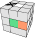 A diagram of a Rubik's Cube that shows the sixth step in forming the white cross.