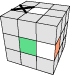A diagram of a Rubik's Cube that shows the second step in forming the white cross.
