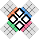 A flat diagram of a Rubik's Cube, showing the white side solved.