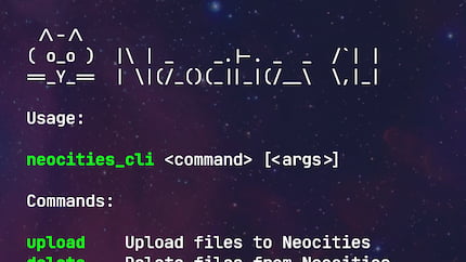 Screenshot of Neocities CLI, and Rust-based client - Jacob Benison